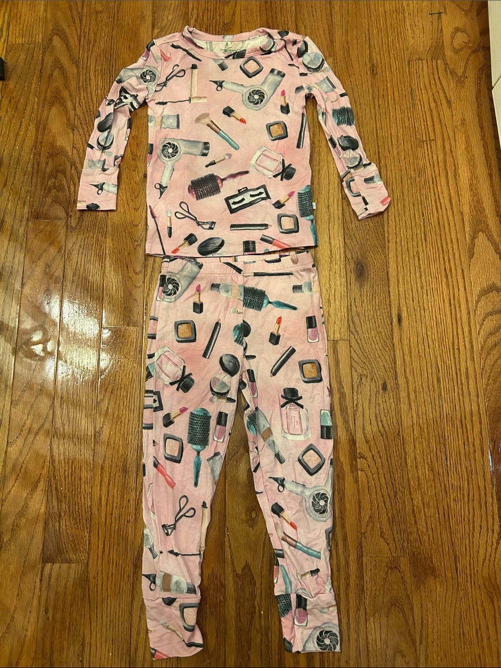 Posh Peanut Pink Beauty Tools Print Pajama Set-3/4T